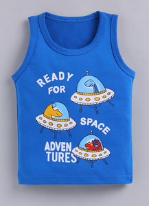 CARRYDREAMS Conjunto de Camiseta sin Mangas y Pantalones Cortos de Algodón para Niños, Estampado de Dibujos Animados de Aventuras Espaciales, Ropa Casual de 1 a 7 Años, Modelo CPBY0118-BLUE, Hecho en Occidente - Product Image 3