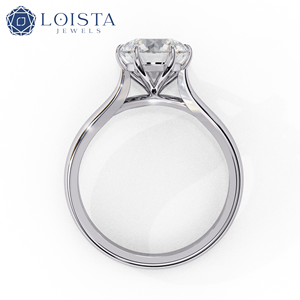 Anillo de Compromiso LOISTA para Mujer con Diamante Natural de Corte Brillante Redondo en Platino, Certificado GIA, Color D, Estilo Clásico - Product Image 4