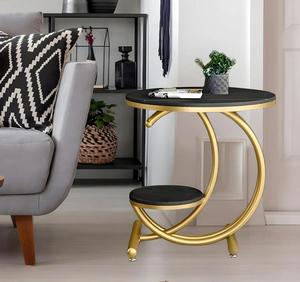 Modern <b>Marble</b> <b>Top</b> <b>Console</b> <b>Table</b> with Gold Metal Base Pedestal Design Living Room Furniture - Product Image 2
