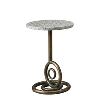 Table basse ronde en marbre de style américain, design moderne du milieu du siècle, meubles de salon faits à la main