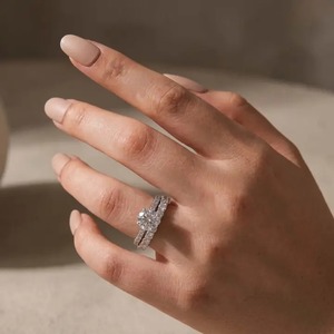Elegant 925 Moissanite 2CT Round Cut Solitaire Engagement <b>Ring</b> <b>Set</b> White Gold Plated In <b>Sterling</b> <b>Silver</b> Promise <b>Rings</b> For Women - Product Image 6