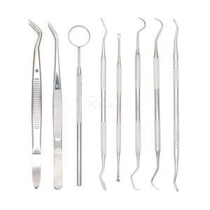 Juego de 8 Instrumentos de Diagnóstico Dental de Acero Inoxidable, Espejo, Pinzas, Sonda, Kit de Exploración para Clínica Profesional Personalizado - Product Image 1