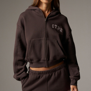 Custom <b>Womens</b> Zipper Tracksuit DTF OEM Personalized Casual Polyester Cotton Two Piece Set <b>Jacket</b> Pants Street Wear Clothing - Product Image 5