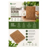 Éponge de cuisine en fibre de coco naturelle AQUA VRIKSHA 6 x 4 pouces |   Tampon de nettoyage et de récurage biodégradable et écologique