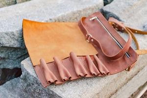 Rouleau de couteau en cuir écologique personnalisable organisateur de cadeau d'entreprise rouleau avec logo LKR-0100 cadeau d'anniversaire pour sac de chef - Product Image 6