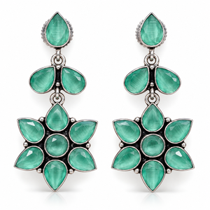 Boucles d'oreilles pendantes en argent oxydé en forme de fleur |   Bijoux de mode en gros |   Fabrication directe d'usine OEM ODM sur mesure - Product Image 1