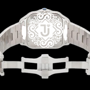 Reloj de pulsera de lujo para hombre con esfera analógica plateada, cuarzo, diamantes de moissanita VVS y diseño cuadrado con incrustaciones de circonitas blancas. - Product Image 5