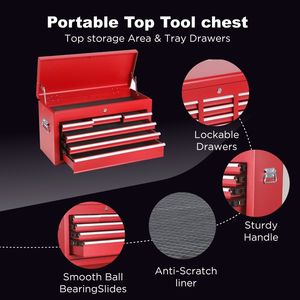 8-Drawer Rolling <b>Tool</b> Chest Detachable 2-in-1 Top <b>Tool</b> <b>Box</b> Liner Lockable Wheels & Side Hooks Metal <b>Storage</b> Cabinet - Product Image 6