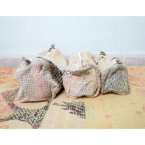 Custom Made Casual Handmade Quilted Silk Screen Printed Tassel Pattern Kantha Pouch Set Artisan Eco-Friendly Cosmetic Organizer - Product Image 2