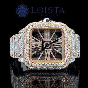 Montre de luxe squelette à diamants pour homme, design carré, style hip-hop, évidée, de marque originale - Product Image 1