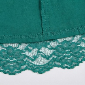 Women High Waist Emerald Green <b>Asymmetrical</b> Lace Skirt Vintage Ruched Ankle-Length Solid Design - Product Image 6