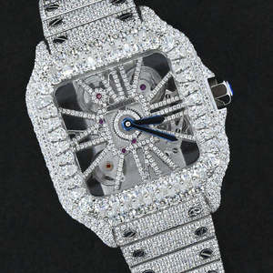 Reloj de Lujo con Diamantes Moissanite VVS Totalmente Cubiertos de Piedras, Movimiento Automático Digital, Correa de Acero Inoxidable, Plata de Ley 925, Estilo Hip Hop - Product Image 2