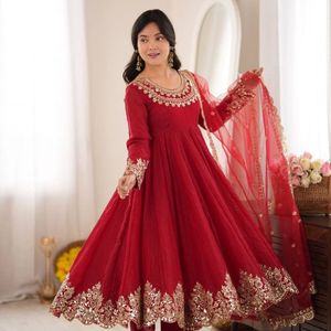 Doremon Crush Embroidered <b>Sequins</b> Modal Quick Dry <b>Top</b> Pant Set <b>Butterfly</b> Net Dupatta 3 Meter Flair Diwali Special Wholesale - Product Image 6