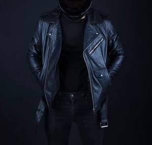 Veste en cuir véritable d'inspiration vintage, style formel, coupe-vent, design urbain pour motard - Product Image 4