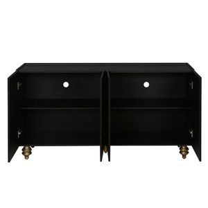 Aparador Moderno con Ranuras Decorativas y Estantes Ajustables, Mueble de Almacenamiento de 4 Puertas con Líneas Elegantes y Elementos Curvos para Sala de Estar - Product Image 5