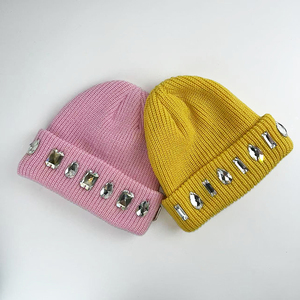 Direct Factory Unisex Beanie Hat Solid Color Flock Print Letter Pattern Street Style <b>Winter</b> <b>Cap</b> Adult Size 56-58CM Beanies - Product Image 3