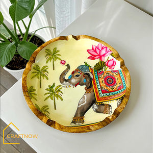 Plateau de service rond en bois poli avec poignées en métal noir, style nordique, plateau décoratif avec design classique pour servir les aliments - Product Image 6