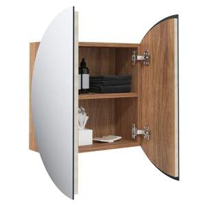 Mobile da Bagno in Legno Ingegnerizzato di Quercia e Bianco con Illuminazione in PVC, Rame e Vetro - Product Image 5
