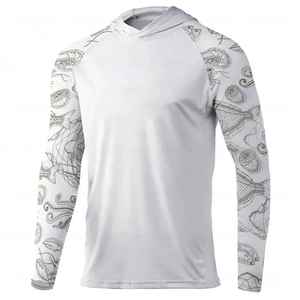 เสื้อเชิ้ตตกปลาแขนยาวมีฮู้ดสำหรับผู้ชาย ลายพิมพ์แนวทะเล ป้องกันรังสียูวี UPF 50 ผลิตจากโพลีเอสเตอร์ - Product Image 2