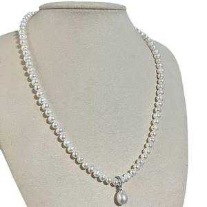 Collier en argent S925 de haute qualité, longueur moyenne, perles de 5-6 mm, 50 cm, pendentif, boucle universelle, magnifique collier de 50 cm, universel - Product Image 1