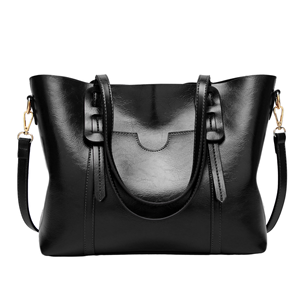 Sac à main en similicuir pour femme, grande capacité, fourre-tout élégant avec fermeture éclair et pompon, sac de shopping décontracté en matériau durable - Product Image 1