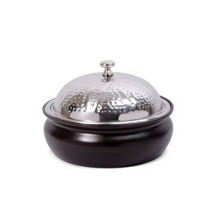 Modern Low-Profile Gold Casserole Premium Food Warmers Hammered Stainless Steel <b>Buffet</b> <b>Server</b> with Conical Ball Knob Lid - Product Image 4