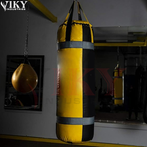   Sac de frappe lourd en cuir robuste, bicolore jaune et noir, personnalisé avec logo OEM, pour entraînement de fitness, MMA, Kickboxing et salle de sport - Product Image 6