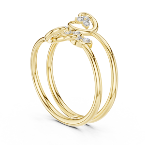 Anillo de banda abierta de oro amarillo macizo de 14k para mujer, minimalista, con piedras cultivadas en laboratorio de corte brillante redondo, para uso diario, apilable - Product Image 3