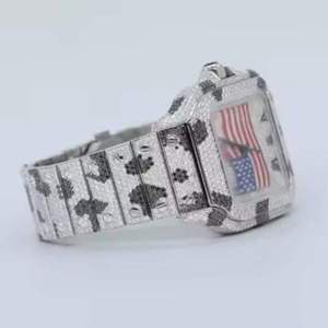 Reloj de Pulsera Automático de Lujo Hecho a Mano, Plata de Ley 925, Moissanita VVS1, Caja Cuadrada, Esfera Analógica, Edición Limitada - Product Image 4