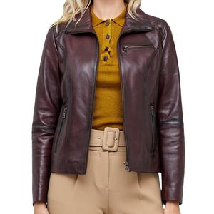 ผู้ผลิตเสื้อแจ็คเก็ตหนังแท้สำหรับผู้หญิงแบบกำหนดเอง บุด้วยผ้าฝ้ายถัก แห้งเร็ว เป็นมิตรกับสิ่งแวดล้อม ขายส่ง - Product Image 2