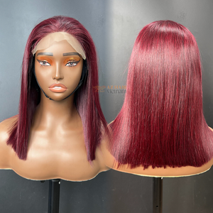 Perruque Bob Lace Front Suisse 5x5 en Cheveux Humains Remy Couleur Bourgogne 12 Pouces Sans Colle Taille Moyenne Vente en Gros - Product Image 3