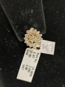 Luxury 14K <b>Gold</b> Women <b>Ring</b> with Floral Stone Cluster Premium Wedding Party Wear Jewelry Collection - Product Image 4