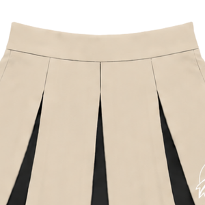 Jupe plissée beige et blanche pour femmes et filles, idéale pour la danse, les équipes sportives, les performances, l'entraînement, les compétitions et comme uniforme sportif. - Product Image 5
