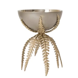 เตาเผาบัคฮูร์โลหะสีทองหรูหรา ดีไซน์รูปใบไม้ เตาเผาเครื่องหอมแบบอาหรับ เตาเผาอูด ของตกแต่งบ้าน กลิ่นหอมสำหรับฤดูใบไม้ผลิ/ฤดูใบไม้ร่วง/ฤดูร้อน - Product Image 1