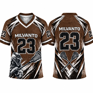 Camiseta de Lacrosse Personalizada de Calidad en Color Marrón para Hombre, 100% Poliéster, Transpirable, Absorbe la Humedad, Uniforme Deportivo Sublimado - Product Image 1