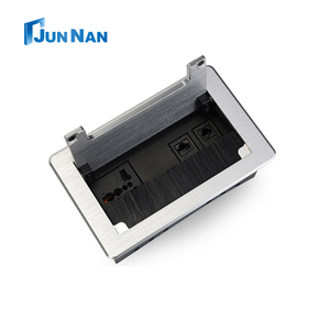 Prise de table relevable en aluminium à fermeture douce, courant nominal 10A, 1 port secteur CA, 1 port réseau, 1 port téléphonique - Product Image 1