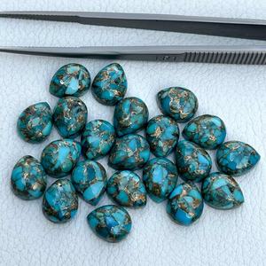 Turquesa Azul Natural de Cobre de 9x11 mm, Cabujón de Pera Liso, Gemas Sueltas Pulimentadas al por Mayor de un Fabricante Verificado - Product Image 3