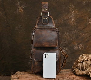 All Seasons Easy Carry Anti-Theft Zipper Fashion Genuine Leather Chest <b>Bag</b> Travel Hiking Waterproof Portable Customizable Color - Product Image 3