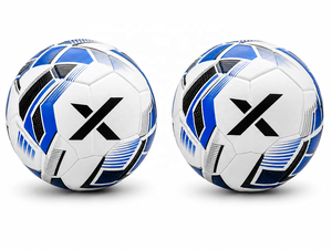 Ballon de football d'entraînement personnalisé pour équipe |   Blanc Bleu Noir |   Logo X |   Fabricant OEM ODM |   Design haut de gamme |   Qualité supérieure - Product Image 2