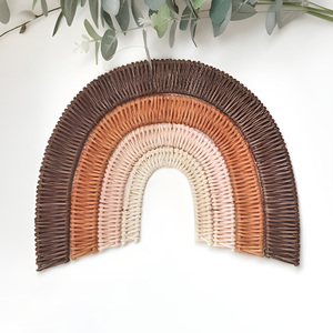 Nouvelle conception, couleurs personnalisées, autocollant mural en rotin naturel fait à la main, arc-en-ciel, décoration de chambre d'enfant - Product Image 1