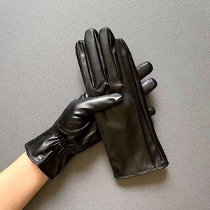 Women's PU Leather Plain Winter <b>Gloves</b> for Cycling Outdoor Party Use Red Black White Colors Keeping <b>Warm</b> - Product Image 5