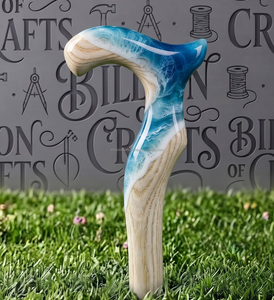 Wholesale Epoxy <b>Resin</b> Walking Cane Premium Wooden Stick Custom <b>Sculpted</b> Handle Handmade - Product Image 4