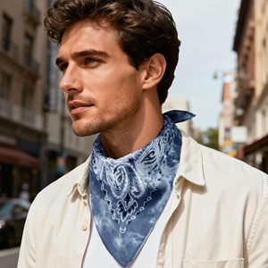 Pañuelo de algodón de 55 cm con efecto lavado ácido, diseño paisley personalizado, estampado digital a medida, de una sola cara, con dobladillo lateral, superventas - Product Image 2