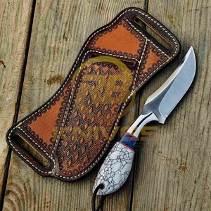 Cuchillo de Caza Personalizado Hecho a Mano de Acero D2 con Mango de Piedra, Hoja Fija de Espiga Completa, para Desollar, Acampar y Supervivencia al Aire Libre, OEM - Product Image 2