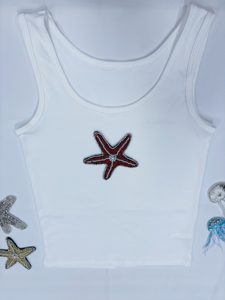 Chaleco de Verano Personalizado para Mujer, Tejido con Lentejuelas, Hecho a Mano, con Cuentas, Transpirable, con Pedrería, Costuras Cruzadas y Bordados - Product Image 1