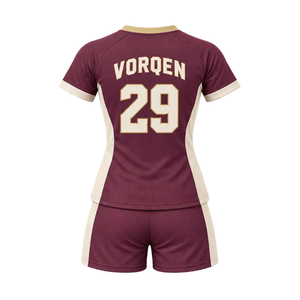 Maillot et Short de Football pour Femmes, Col en V, Uniforme par Sublimation, Kit d'Équipe de Football Personnalisé, Bande Latérale Courbée, Matchs de Ligue, Pro 100% - Product Image 2