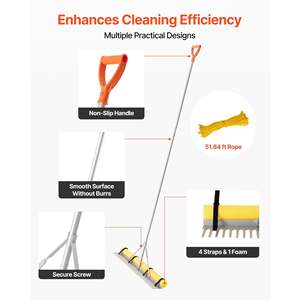 Râteau paysager à tête large en aluminium robuste de 36 pouces, manche de 133 pouces, corde de 52 pieds pour l'entretien des pelouses de jardin, la plage, le nivellement de l'asphalte et du sol - Product Image 6