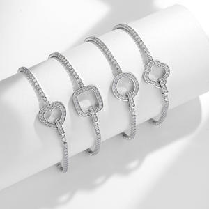 Silver <b>Rose</b> Gold Plated Moissanite Tennis Bracelet Pear Cut Channel Setting Geometric Design Trendy Unisex Everyday Wear Wedding - Product Image 3