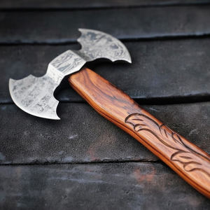 Hacha de doble cabeza de acero de Damasco, herramienta utilitaria tradicional para exteriores con diseño de doble cabeza - Product Image 6