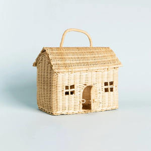 Mini house shape bag handbags for kids cute designer house-shape basket toy bags with openable <b>roof</b> and <b>door</b> - Product Image 3